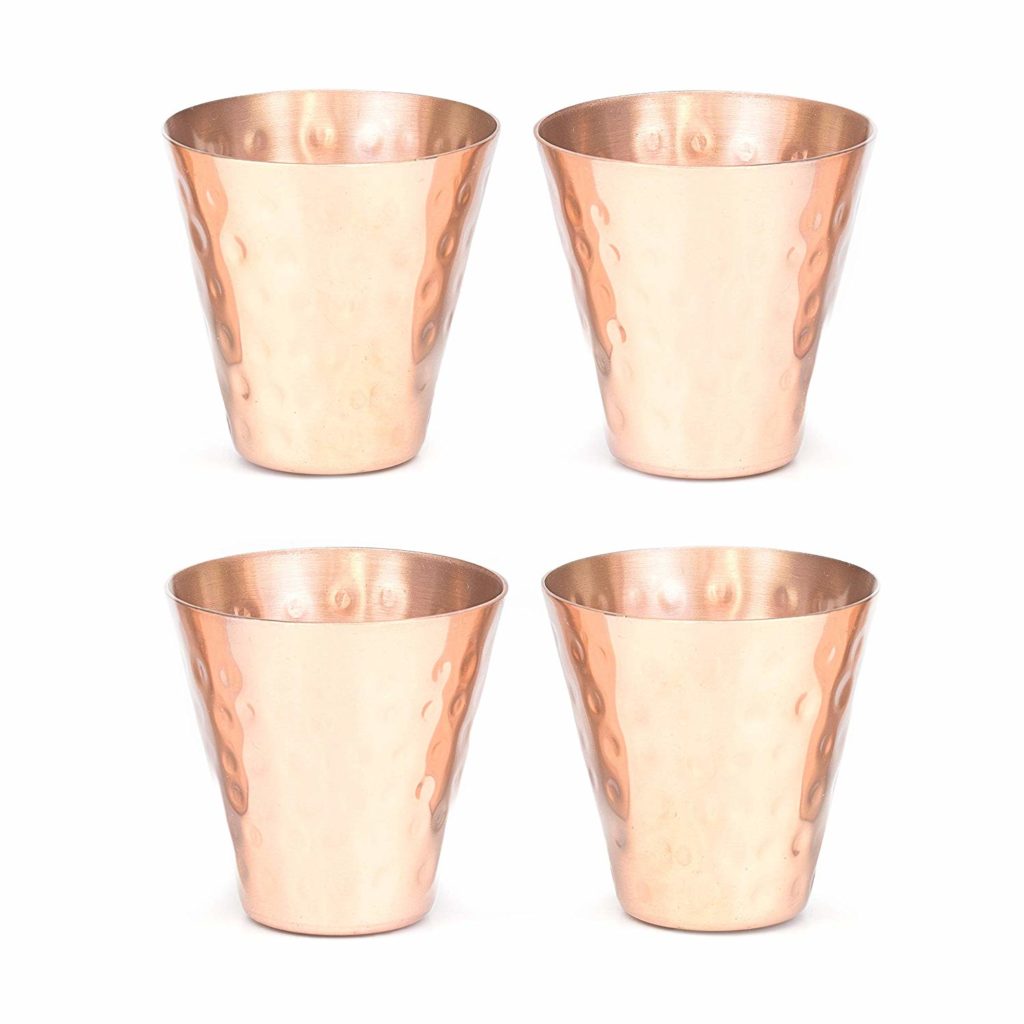 Set Of 2 Hammered Copper Shot Glasses Tequila Vodka Shots Cup Made In India 